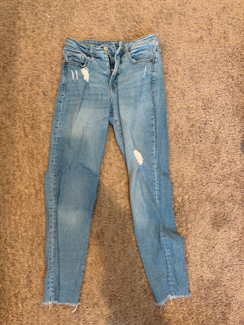 Old Navy Light Blue Distressed Straight Leg Jeans